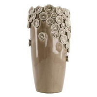 Váza válec kónická dekor plátky citrónu keramika hnědošedá 26cm