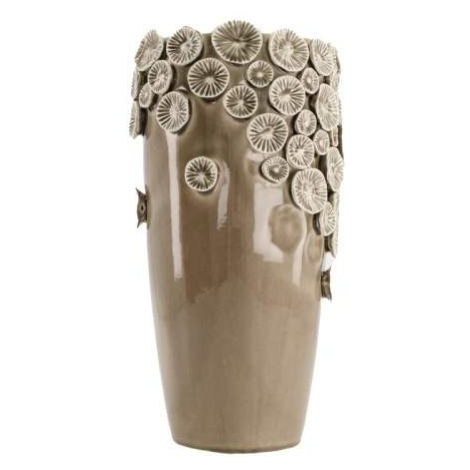 Váza válec kónická dekor plátky citrónu keramika hnědošedá 26cm Dijk