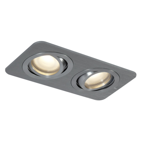 Kulaté zapuštěné bodové svítidlo Gunmetal GU10 50mm otočné a naklápěcí IP44 2-světla - Alberto QAZQA