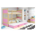 Dětská patrová postel s výsuvnou postelí RICO 160x80 cm Růžová Borovice
