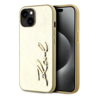 Karl Lagerfeld Wrinkled PU Signature Logo Zadní Kryt pro iPhone 15 Gold