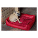 Vsepropejska Delux kožený pelech pro psa s polštářkem Barva: Červená, Rozměr (cm): 55 x 45