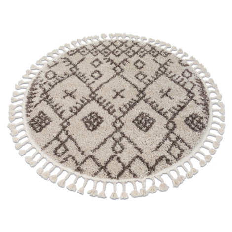 Dywany Lusczow Kulatý shaggy koberec BERBER TANGER krémový