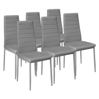 tectake 401848 6 jídelních židlí, syntetická kůže - šedá - šedá