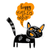 Ilustrace Happy Halloween! Black cat. Vector cartoon, aqua_marinka, 40 × 40 cm