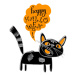 Ilustrace Happy Halloween! Black cat. Vector cartoon, aqua_marinka, 40 × 40 cm