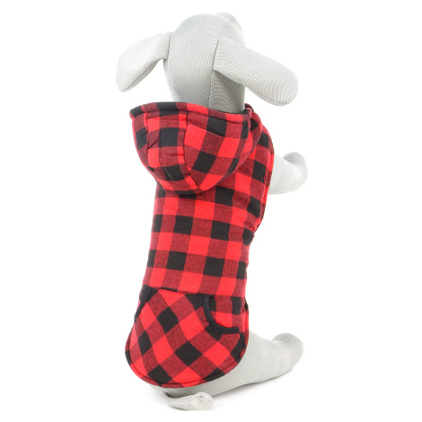 Vsepropejska Max zimní károvaná bunda pro psa Barva: Černo-červená, Délka zad (cm): 49, Obvod hr