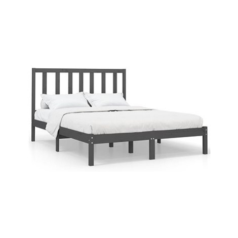 Rám postele šedý masivní dřevo 120 × 200 cm, 3106765 SHUMEE