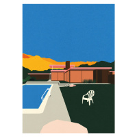 Ilustrace Kaufmann Desert House Poolside, Rosi Feist, 30 × 40 cm