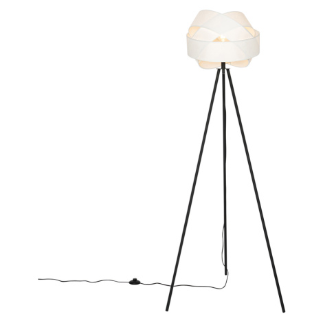 Moderní stojací lampa bílá - Látka QAZQA