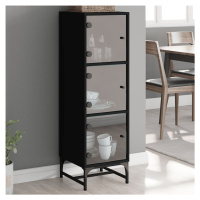 vidaXL Highboard se skleněnými dvířky černý 35 x 37 x 120 cm