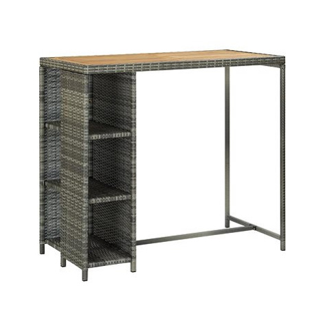 Barový stolek s úložným regálem šedý 120x60x110 cm polyratan SHUMEE