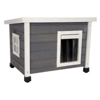 Kerbl Dřevěná bouda pro kočky Rustica, 57 × 45 × 43 cm, šedá