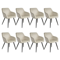 tectake 404029 8x židle marilyn sametový vzhled černá - krémová/černá - krémová/černá