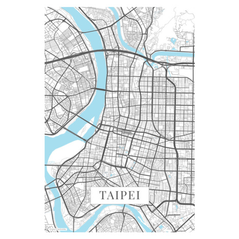 Mapa Taipei white, (26.7 x 40 cm)