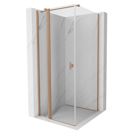 MEXEN/S Mist T sprchový kout dveře křídlové 75 x 75, transparent, měď kartáčovaná 8A4T-075-075-6