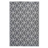 Venkovní koberec 121x180 cm Dekorhome Vzor půlměsíc šedá / bílá