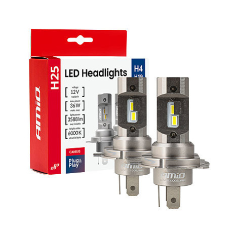 AMIO LED H4/H19 36W - bílá (patice P43t), sada 2 ks