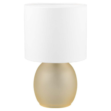 Stolní lampa v bílé a zlaté barvě s textilním stínidlem (výška 29 cm) Vela – Trio