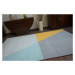 Dywany Lusczow Kusový koberec SCANDI 18487/572 - trapéz šedý / zlatý / tyrkysový