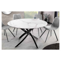 LuxD Kulatý jídelní keramický stůl Halia 120 cm bílý