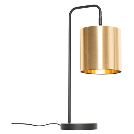 Moderní stolní lampa černá se zlatou - Lofty QAZQA
