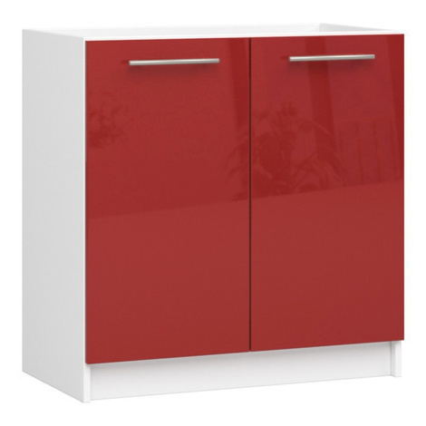 Kuchyňská skříňka OLIVIA S80 - bílá/červený lesk Akord