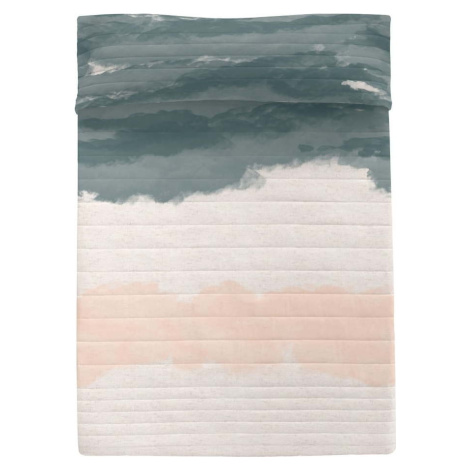 Růžovo-šedý bavlněný prošívaný přehoz 240x260 cm Seaside – Blanc