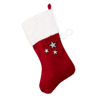 Cotton & Sweets Vánoční punčocha červená se stříbrnými hvězdami 42x26cm