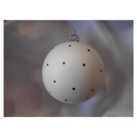 Vánoční ozdoby Střední vánoční koule s puntíky 6 ks - bílá/červená