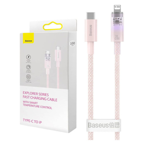 Baseus Rychlonabíjecí kabel Baseus USB-C na Lightning Explorer Series 1m, 20W (růžový)