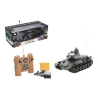 Tank RC plast 33cm T-34/85 na baterie+dobíjecí pack 27MHz se zvukem a světlem v krabici 40x15x19
