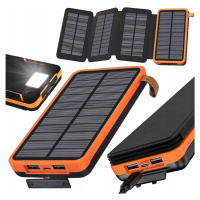 Solární Powerbanka Nabíječka 10000 mAh Svítilna 4 Panely Solar Panel