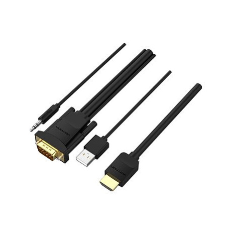Vention HDMI to VGA Cable with Audio Output & USB Power Supply 1M Black