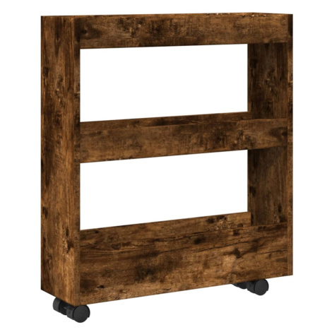 vidaXL Úzký úložný vozík 3patrový kouřový dub kompozitní dřevo