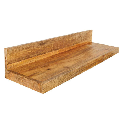 Estila Designová masivní světlá hnědá nástěnná police Makassar z mangového dřeva s vyvýšenou zad