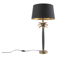 Art deco stolní lampa bronzová s černým odstínem 35 cm - Areka