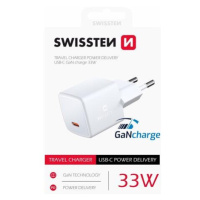 Swissten mini síťový adaptér gan usb-c 33w power delivery Bílá