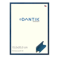 DANTIK rámeček 15 × 20, ALU profil 6030 Dýha barevný modrý krýlovský sklo čiré