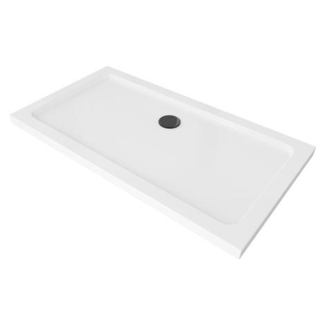 MEXEN/S Flat sprchová vanička obdélníková slim 130 x 70, bílá + černý sifon 40107013B