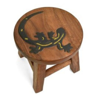 Oriental stolička dřevěná, dekor ještěrka