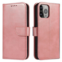 Elegantní pouzdro Magnet Case s flipovým krytem a funkcí stojánku pro iPhone 14 Pro růžové