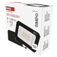 EMOS LED reflektor SIMPO 20 W, černý, neutrální bílá ZS2223