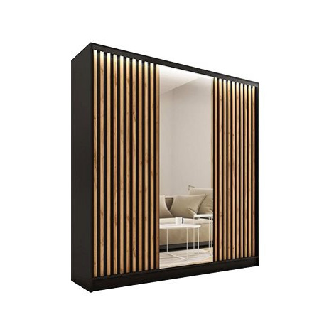 Nejlevnější nábytek Insular 3D 150 se zrcadlem - černý mat / dub wotan