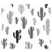 Závěs dekorační nebo látka, OXY Kaktusy, šedočerný 150 cm