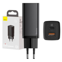 Síťová nabíječka Baseus GaN2 Lite, USB + USB-C, 65 W, EU (černá)