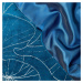 Modrý sametový středový ubrus s květinovým potiskem