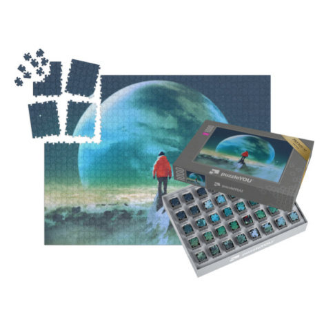 SMART SORTED® | Puzzle 1000 dílků „Muž na vrcholu hory s výhledem na jinou planetu“