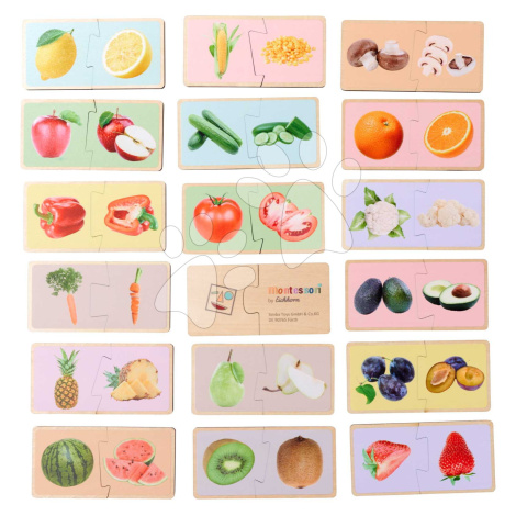 Dřevěné puzzle Ovoce a zelenina Montessori Eichhorn 34 dílků se 17 motivy od 24 měsíců