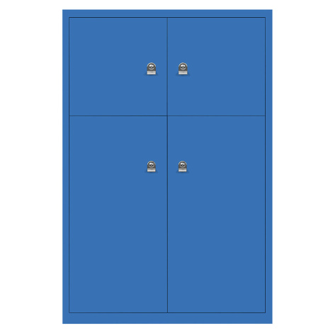 BISLEY LateralFile™ Lodge, se 4 uzamykatelnými boxy, výška 2 x 375 mm, 2 x 755 mm, modrá